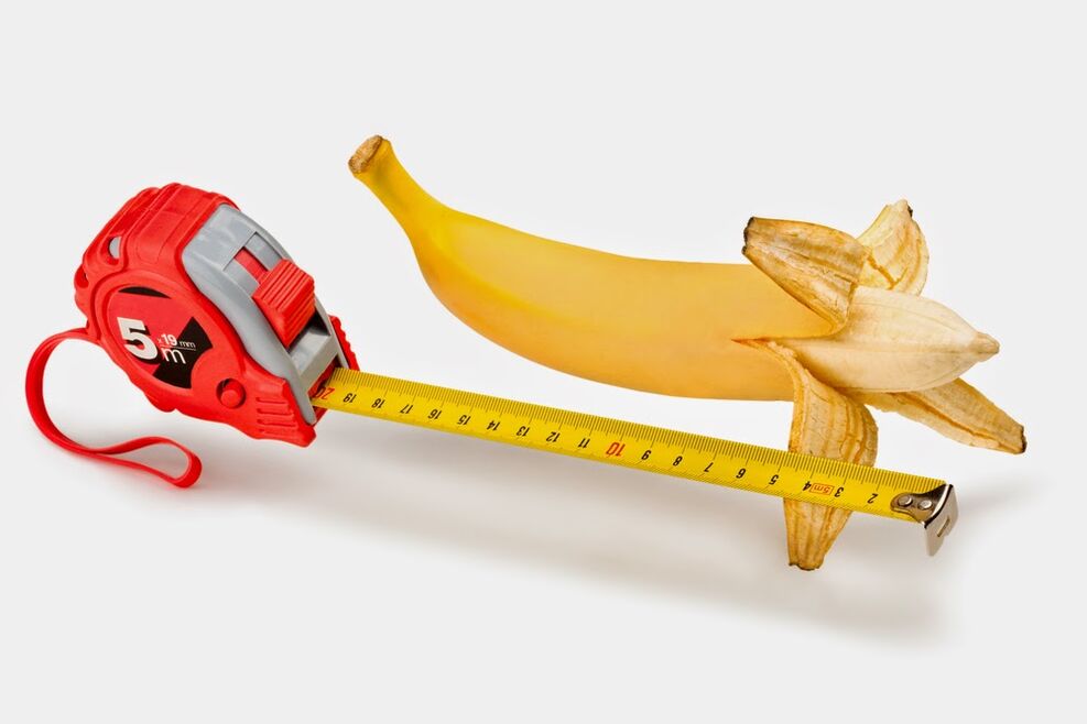 measuring the penis before enlarging it using the example of a banana